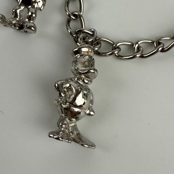 Disney Mickey Mouse Minnie Donald Duck Goofy Pluto Silver Tone Charm Bracelet 7" - Picture 4 of 10